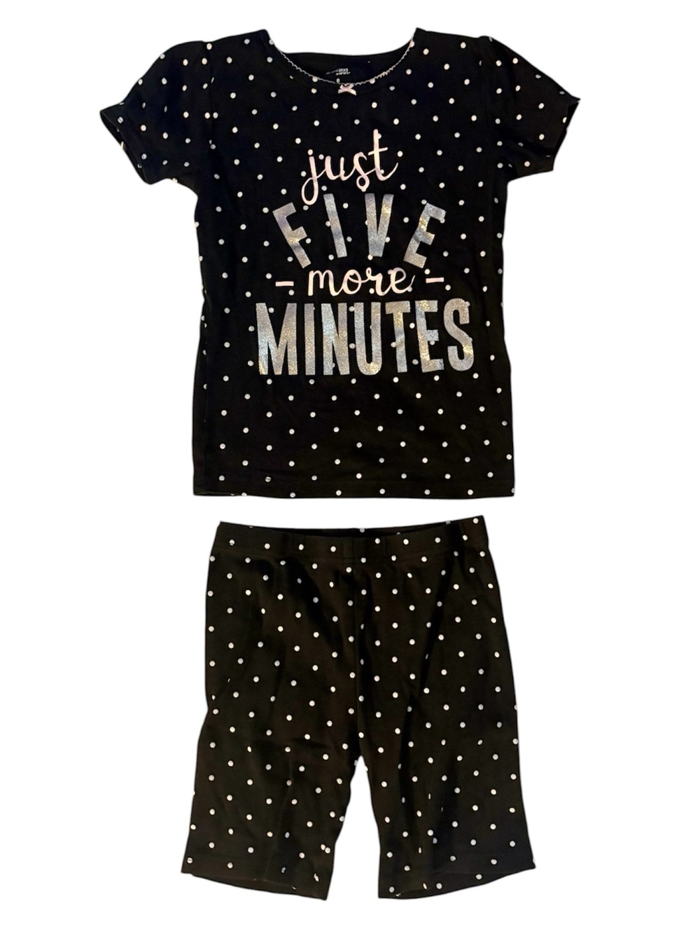 Simple Joys black and white polka dot five more minutes pajama set, size 8